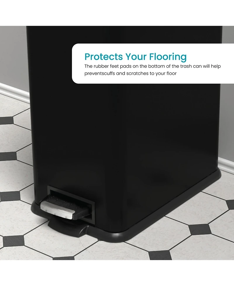 Home Zone Living 4 Gallon Slim Stainless Steel Kitchen Trash Can with Step Pedal and Soft Close Lid