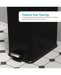 Home Zone Living 4 Gallon Slim Stainless Steel Kitchen Trash Can with Step Pedal and Soft Close Lid