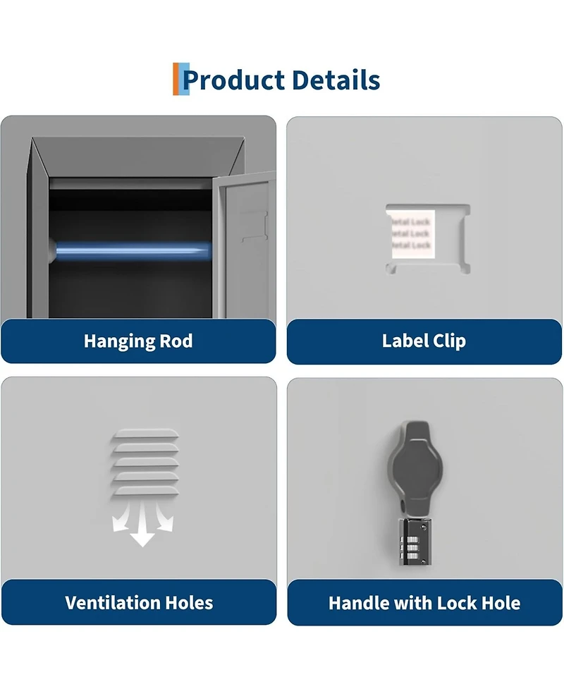 gaomon Metal Storage Cabinet with 2 Doors, Lockers for Employees Students with Shelves, Metal Storage Steel Locker for School Garage Office