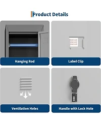 gaomon Metal Storage Cabinet with 2 Doors, Lockers for Employees Students with Shelves, Metal Storage Steel Locker for School Garage Office