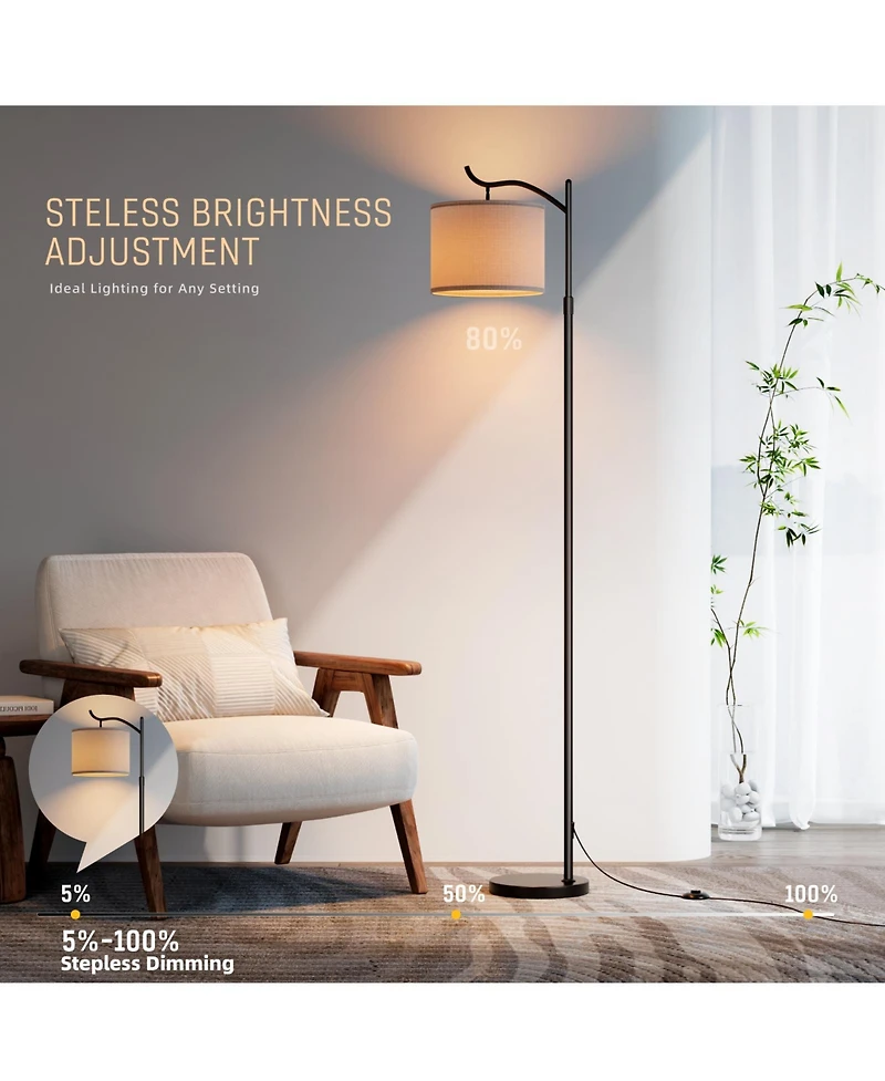 Sugift Modern 3-Head Adjustable Floor Lamp with Independent Switches, Led Bulbs Included, Tall Standing Lamp