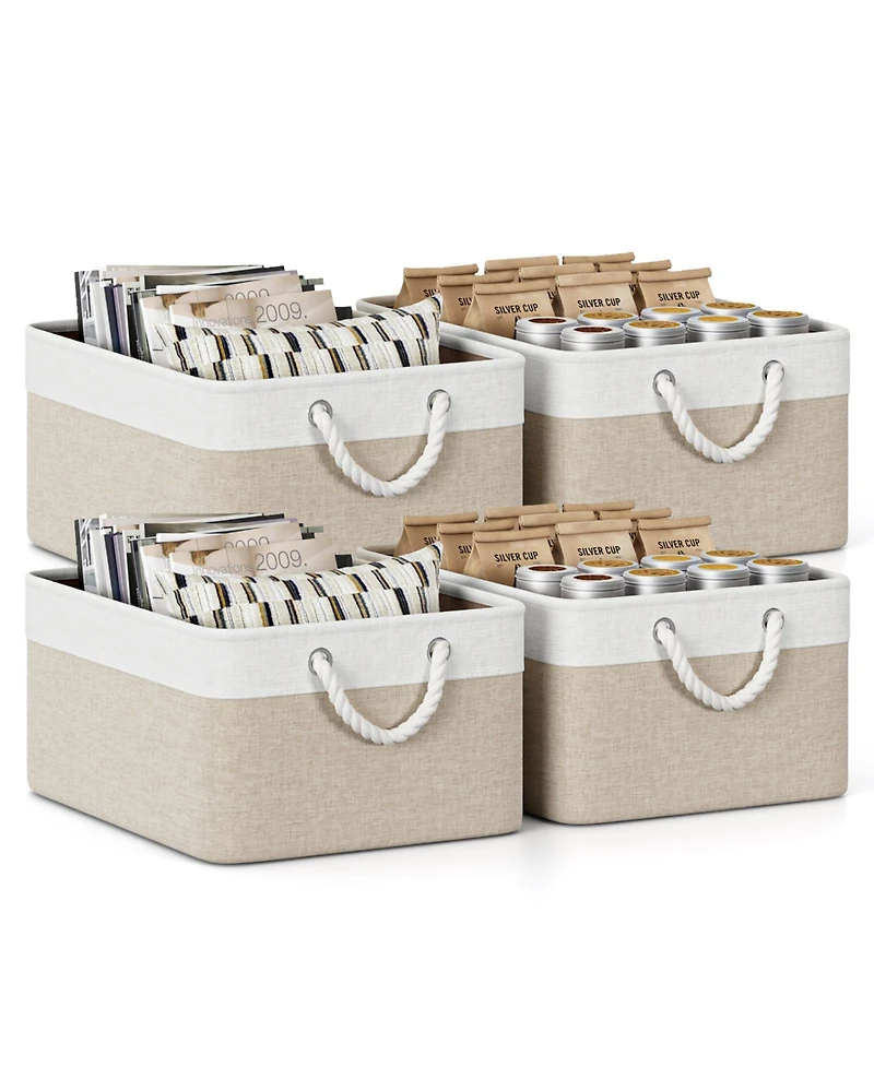 Sugift 4 Pack Collapsible and Stackable Plastic Storage Bins with Attached Lid