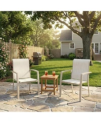 Mondawe 2-Piece Stackable Outdoor Dining Chairs, Metal Frame with E-Coating, Textilene All-Weather Patio Chairs, Sandstone