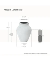 LuxenHome Antique White Cement Vase, 15.75" Tall, Decorative Accent for Floor and Tabletops