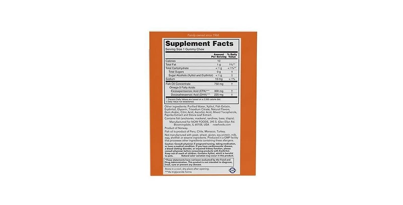 Now Foods Omega 3 Fish Oil Gummy, 36 Chews