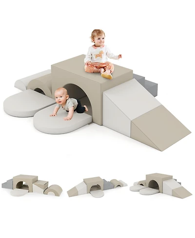 Mecale 7-Piece Toddler Climbing Blocks Set, Soft Pu Foam for Safe Indoor Play and Early Motor Development