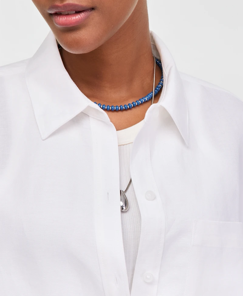 On 34th Women's Linen-Blend Relaxed Button-Down Shirt, Macy's Exclusive