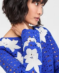 On 34th Women's 3D Flower Crochet Sweater, Macy's Exclusive