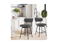 Slickblue 25 Inch 2-Piece Modern Upholstered Bar Stools with Back and Footrests
