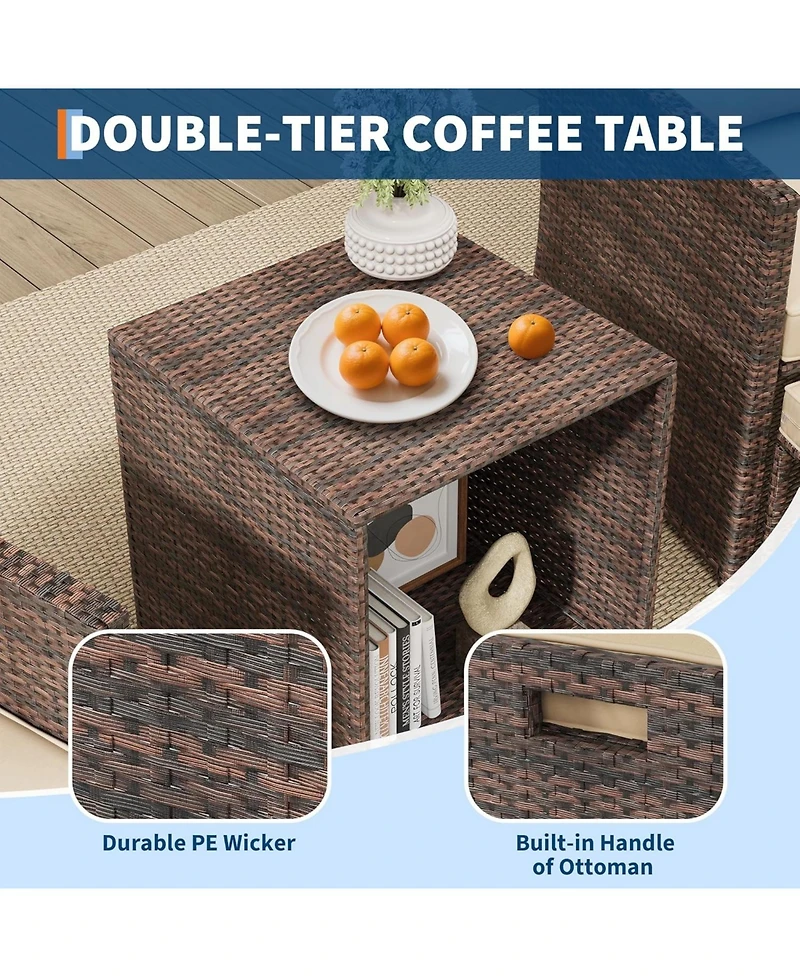 gaomon Pieces Outdoor Wicker Patio Conversation Bistro Set