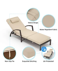 gaomon Patio Furniture Outdoor Wicker Chaise Lounge Chair with Arms