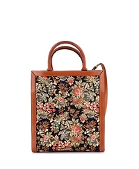 Pre-Owned Celine Small Vertical Cabas Tote Floral Jacquard with Leather