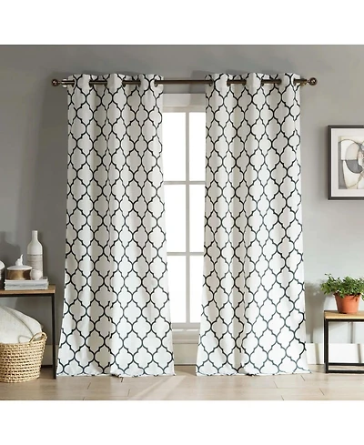 Kate Aurora Extra Long Fallon 2 Piece Sheer Lattice Design Grommet Top Window Curtain Panels - 112 in.