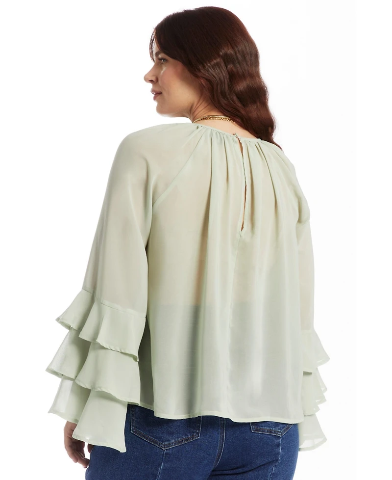 June & Vie Women's Ruffled Chiffon Blouse