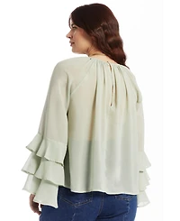 June & Vie Women's Ruffled Chiffon Blouse