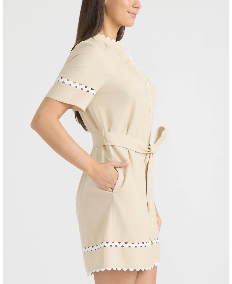 Ellen Tracy Women's Shirt Dress with Ric Rac Detail
