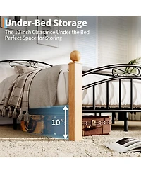 gaomon Bed Frame with Headboard, Queen Platform Bed Frame Wooden Slat Support, No Box Spring Needed, Noise Free Sleep, Underbed Storage Space