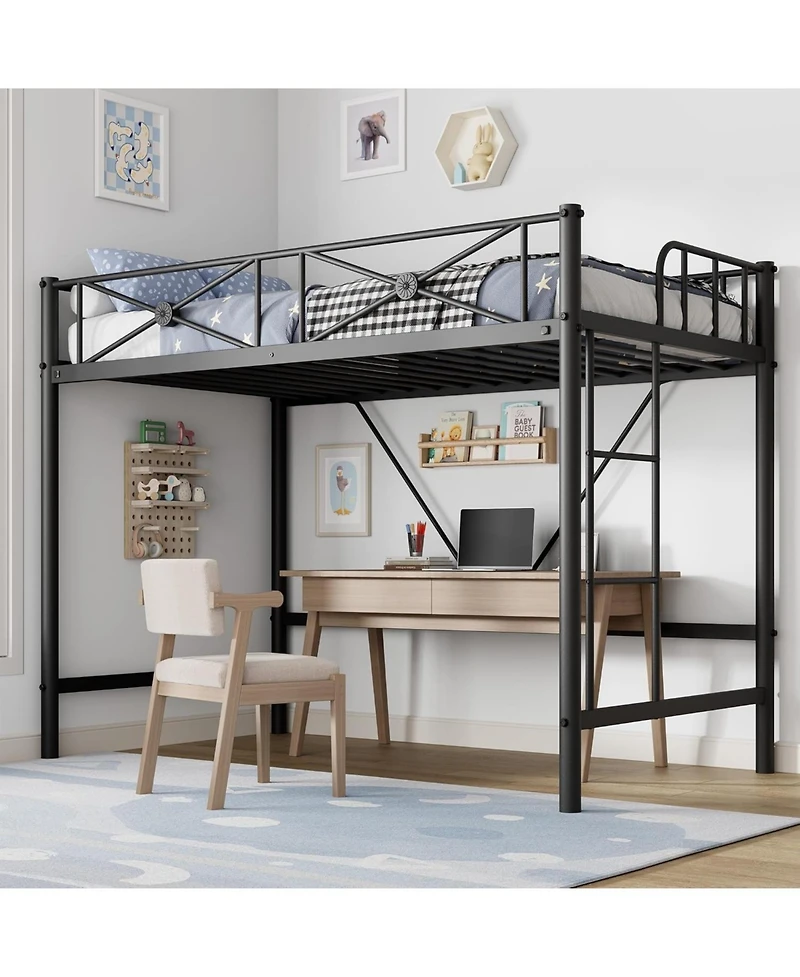 gaomon Loft Bed Frame, Heavy Duty Metal with 400 Lbs Weight Capacity, Space-Saving & Noise-Free Design, Industrial Loft Bed