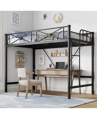 gaomon Loft Bed Frame, Heavy Duty Metal with 400 Lbs Weight Capacity, Space-Saving & Noise-Free Design, Industrial Loft Bed