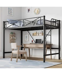 gaomon Loft Bed Frame, Heavy Duty Metal with 400 Lbs Weight Capacity, Space-Saving & Noise-Free Design, Industrial Loft Bed