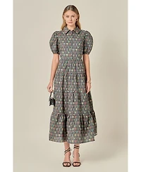 English Factory Women's Print Button Up Maxi Dress