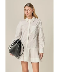 English Factory Women's Collared Flare Skirt Dress