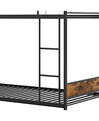 Sugift Twin Over Twin Metal Bunk Bed with Trundle, Ladder & Full Length Guardrails