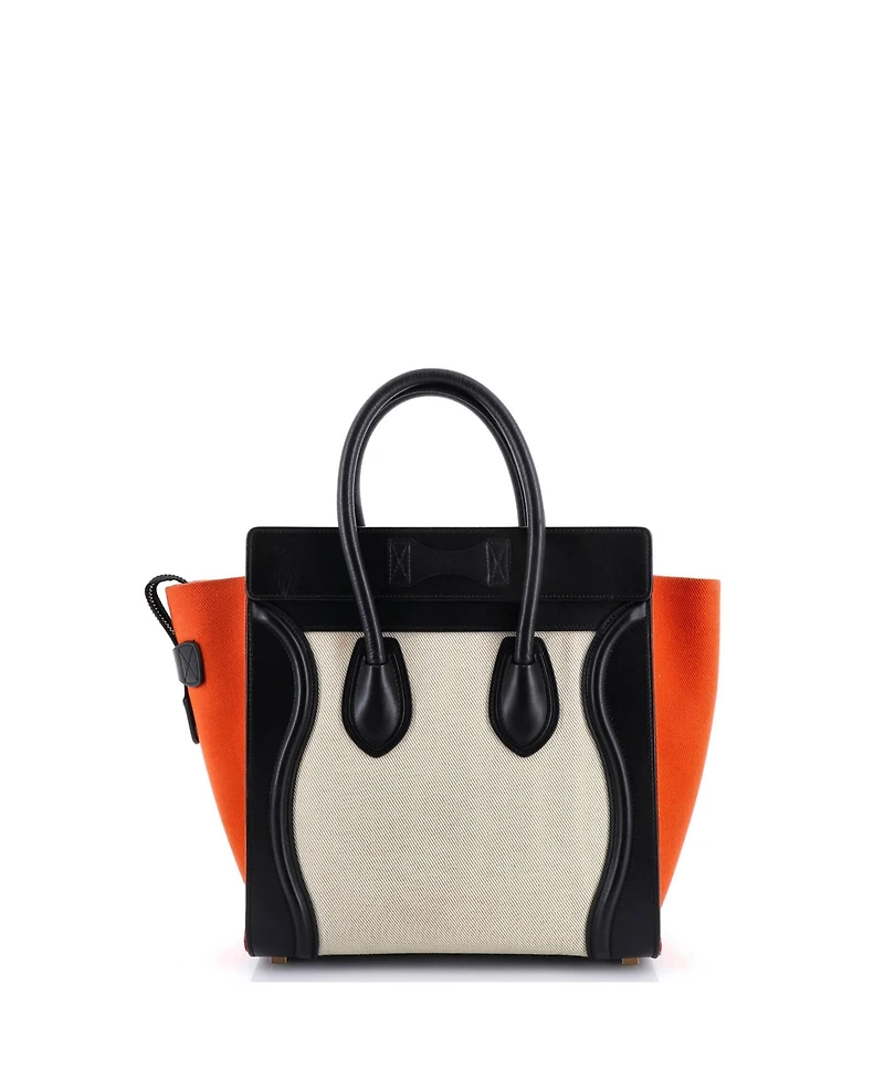 Pre-Owned Celine Micro Tricolor Luggage Bag Canvas and Leather