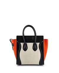 Pre-Owned Celine Micro Tricolor Luggage Bag Canvas and Leather