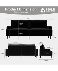 gaomon 80.7" Loveseat Sofa, Fabric Modern Sleeper Sofa Couch for Living Room, Cama, Solid Wood Frame, Easy to Install