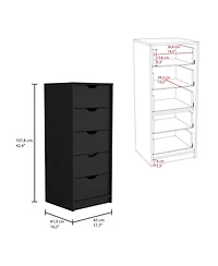 flynama Black 5-Drawer Tall Dresser with Pull-Out Storage System