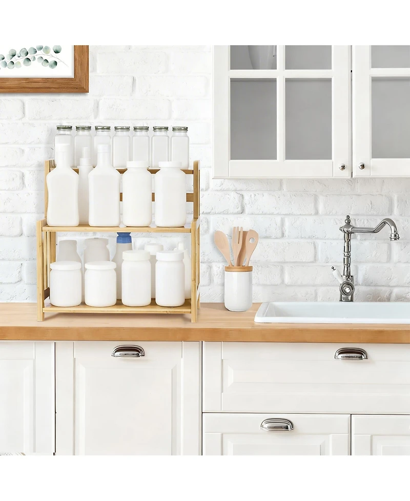 Yigii 3-Tier Wooden Countertop Organizer Shelf for Kitchen Spice Bathroom Makeup Storage