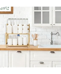 Yigii 3-Tier Wooden Countertop Organizer Shelf for Kitchen Spice Bathroom Makeup Storage