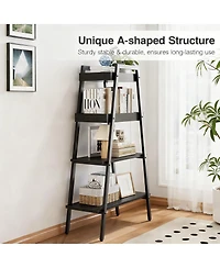 Yigii Ladder Shelf 4 Tier Wood Metal Frame Bookshelf Display Plant Stand Storage