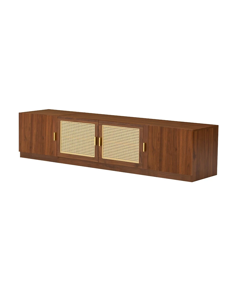 sumyeg 78" Cabinet Tv Stand with Rattan Door Media Console