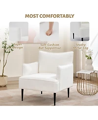 gaomon Modern Accent Chair - Mid-Century Linen Fabric Living Room Armchair Single Sofa Upholstered Comfy Reading Chair Accent Chair