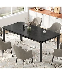 gaomon 79" Industrial Dining Table, Rectangle Kitchen Table, Metal Legs