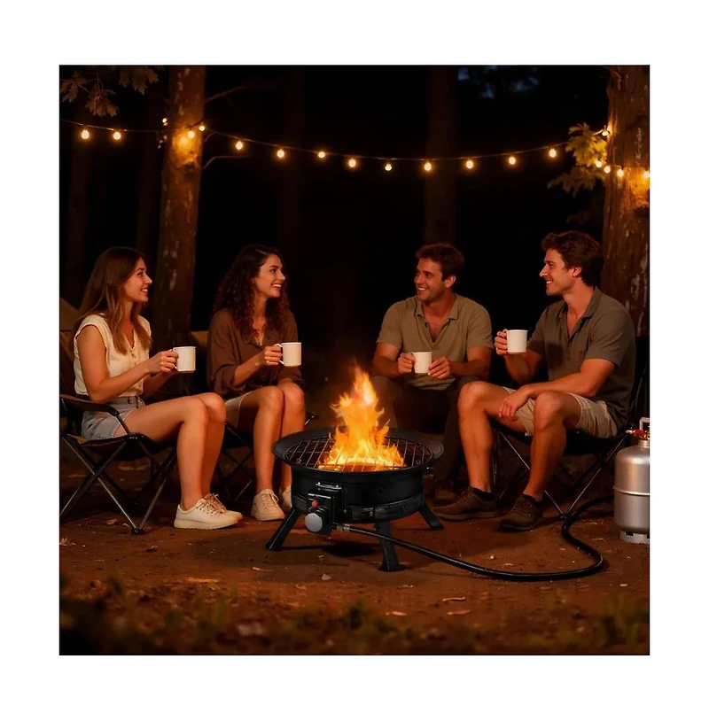 Slickblue 19 Inch Propane Fire Pit 53000 Btu with Grill Grate