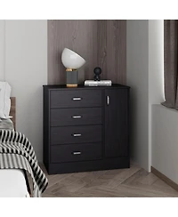 flynama Modern 5 Drawer Dresser Solid Wood Cabinet with Metal Handles for Bedroom Home Office Hallway
