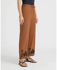 Ellen Tracy Women's Pull-On Cropped Pant with Embroidered Hem