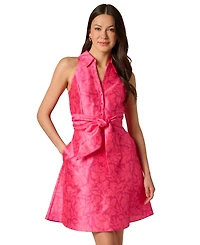 Adrianna Papell Women's Floral Sleeveless Tie-Waist Mini Dress