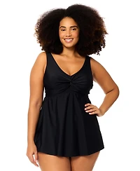Raisins Curve Plus Lucia V-Neck One-Piece Swim Dress