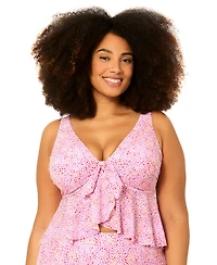 Raisins Curve Plus Underwire Topanga Printed Swim Tankini Top
