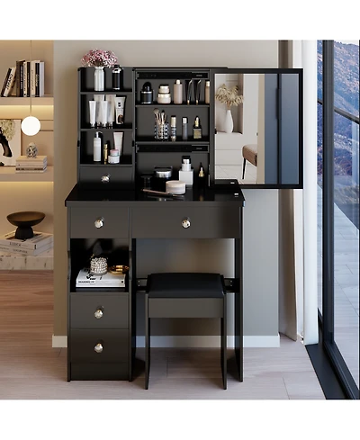flynama Contemporary 6 Drawer Dresser Finish Sturdy Construction for Bedroom Living Room Storage