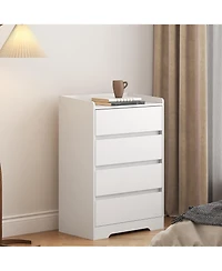 flynama 4 Drawer Dresser White 100 Waterproof Modern Wooden Cabinet Sturdy Frame for Bedroom Living Room Office