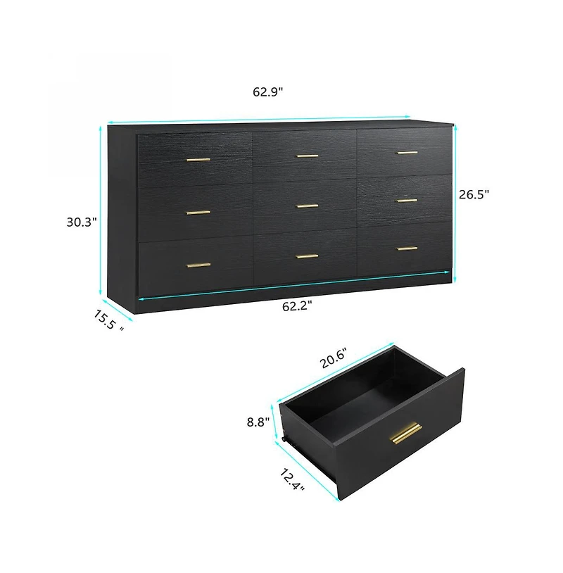 flynama 5 Drawer Rustic Dresser Space Saving Cabinet for Entryway Home Furniture with Spacious Drawers Easy Assembly Durab