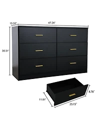 Clihome 6 Drawer Wood Modern Chest of Drawers with Ample Storage