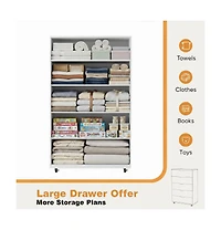 flynama Modern 5 Drawer Dresser Solid Wood Cabinet with Metal Handles for Bedroom Home Office Hallway