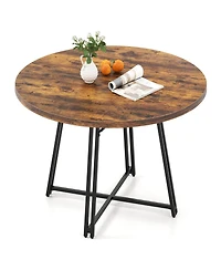 Sugift 47 Inch Dining Table for 4-6 People Round Kitchen Table with Cross Base