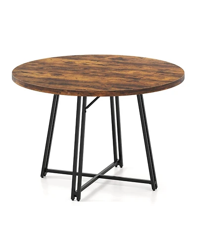 Sugift 47 Inch Dining Table for 4-6 People Round Kitchen Table with Cross Base